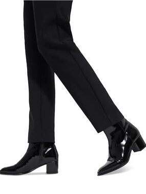 The Kooples Black Patent Ankle Booties with Block Heel